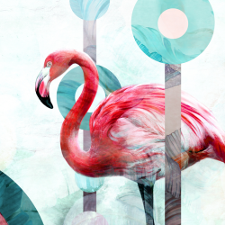 Wallpaper- pink flamingos, herbs